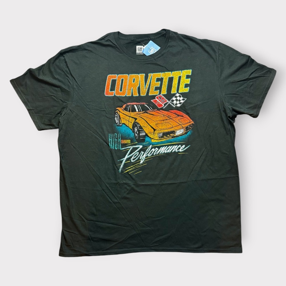 GM Corvette High Performance Graphic T-Shirt Mens 2XL Black Short Sleeve New